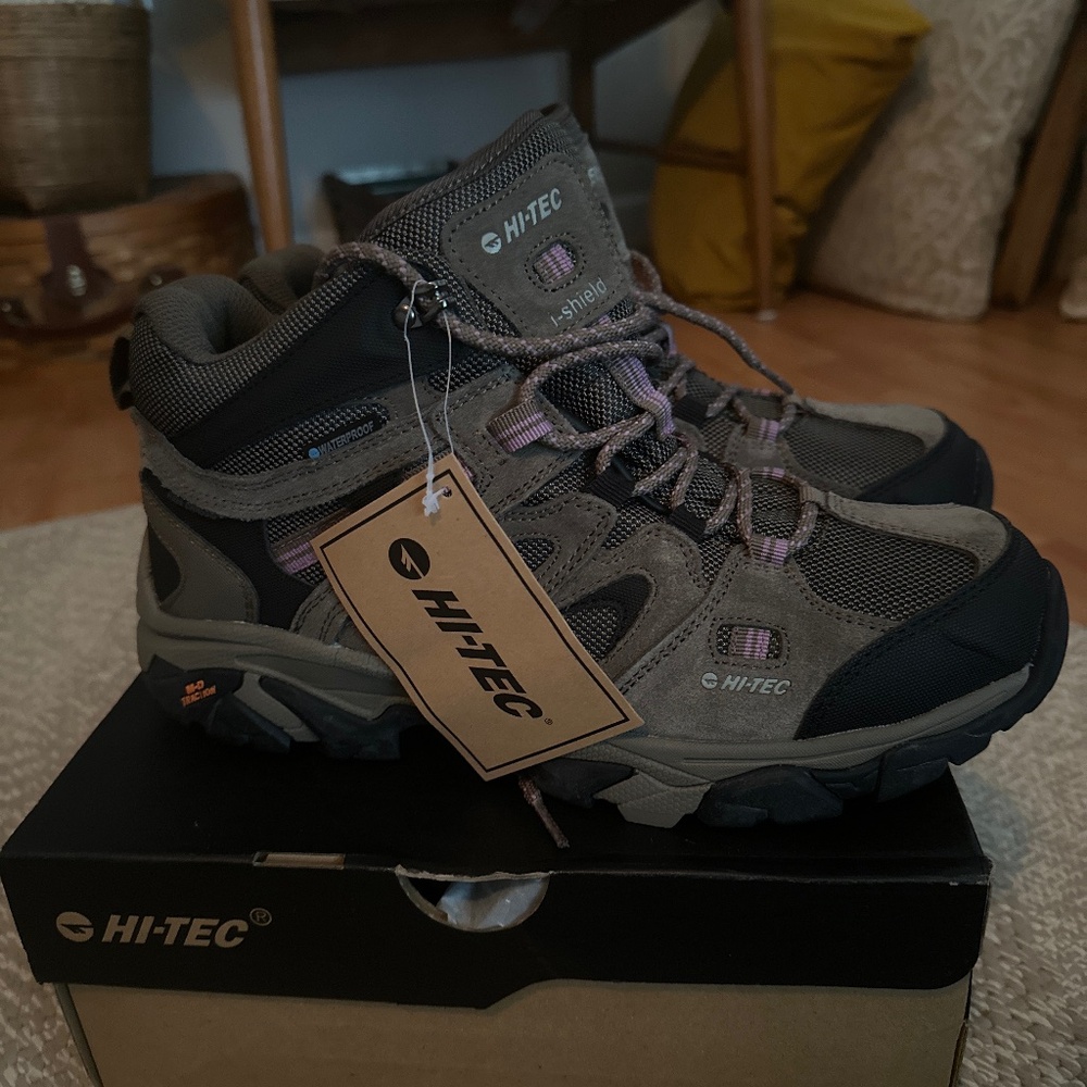 Hi-Tec Black and Brown Hiking Boots with Ankle Support